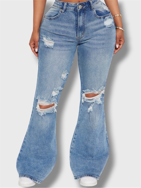 Fashion Nova Denim - Always First Ripped Flare Jeans - 11